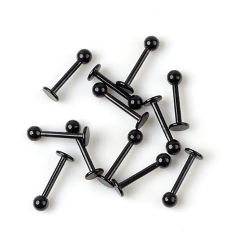 Trendy Lip Ring 16G Black Stainless Steel Lip Ring Ball Stud Chin Piercing Bars Body Piercing Jewelry