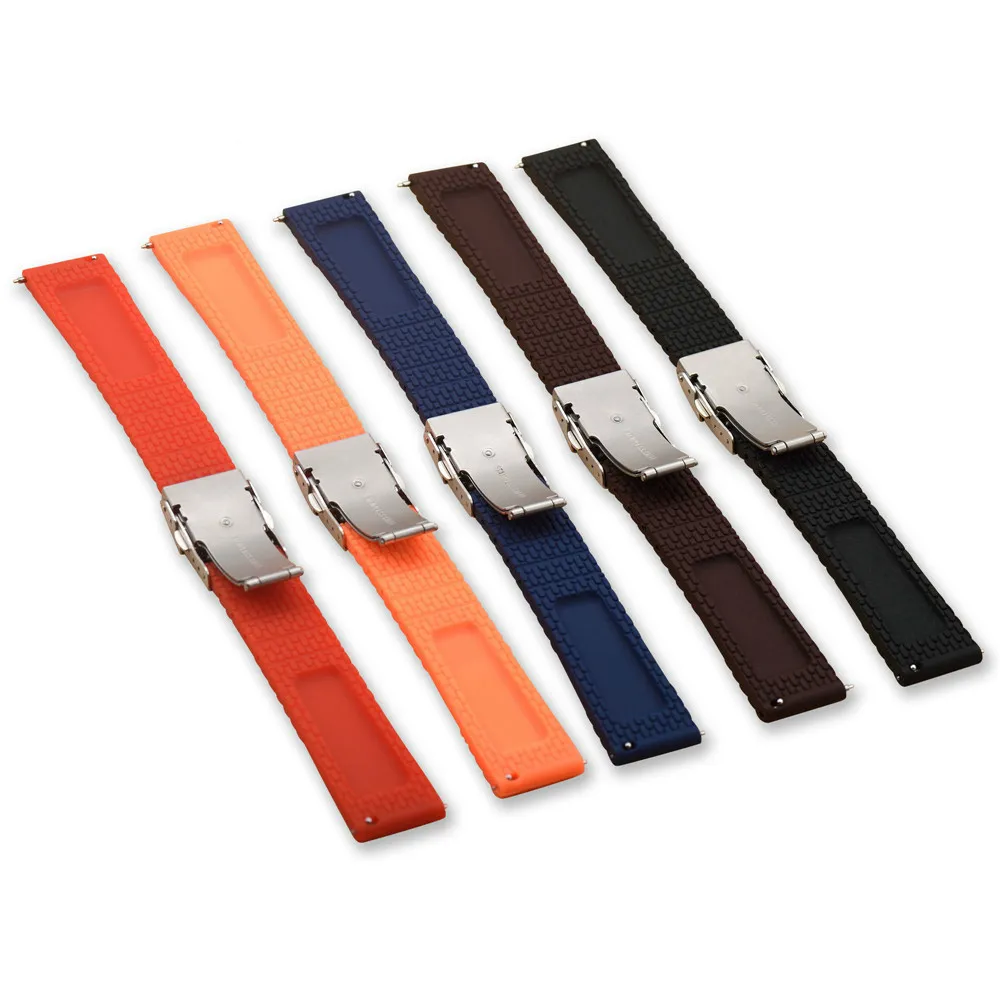 Silikonband Mit Edelstahlschließe Uhrenarmband Aus Silikon – Taucherband Blau Mit Tauchtabelle, 18-24 Mm Anstoßbreite Ersatzband Für Uhren 20mm Anstoß