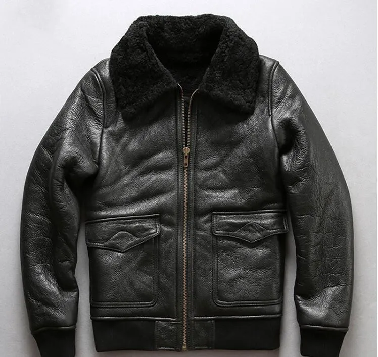3 colours soft leather AVIREXFLY men leather bomber jackets with lamb fur lining B3 sheepskin genuine leather jacket pockets