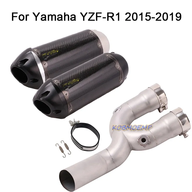 Per Yamaha YZF R1 YZF-R1 2015-2019 Slip On Scarico moto Collegamento tubo centrale Collegamento tubo di scarico marmitta