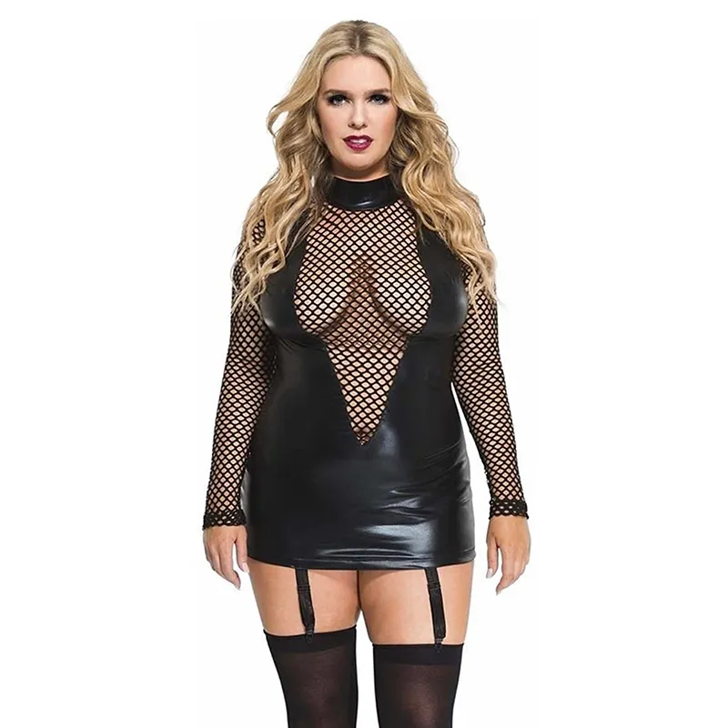 knee length dresses for ladies YesX Plus Size Long Sleeve Fishnet Mesh Mini Dress  LEGGSBEAUTIFUL