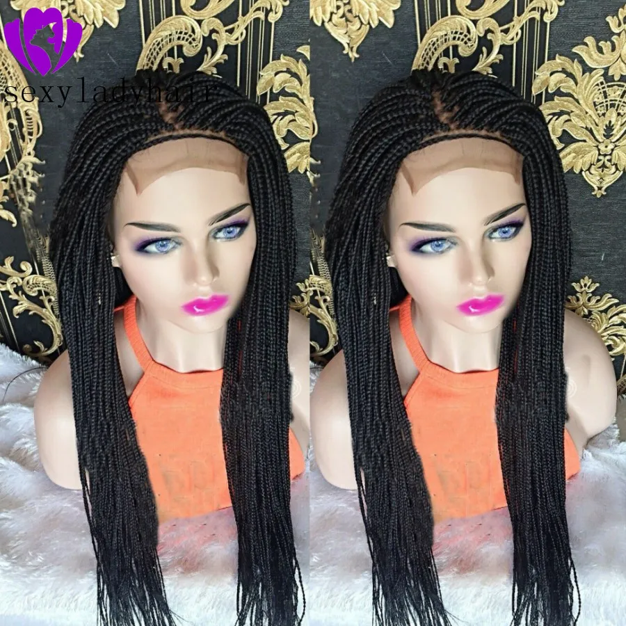 Middle Part African American Braided Lace Front Wig Long Black Box Braid Wig  Heat Resistant Brown/Blonde/Red Synthetic Braiding Hair Aliexpress Wigs On  Sale From Newfantasyhair, $42.97