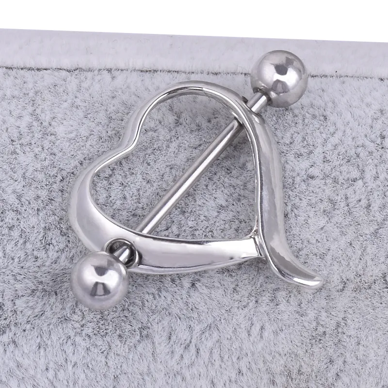 Fake breast ring Stainless steel nipple jewelry smooth peach heart  semi-circular stainless steel nipple shield (sold for each piece or pair)