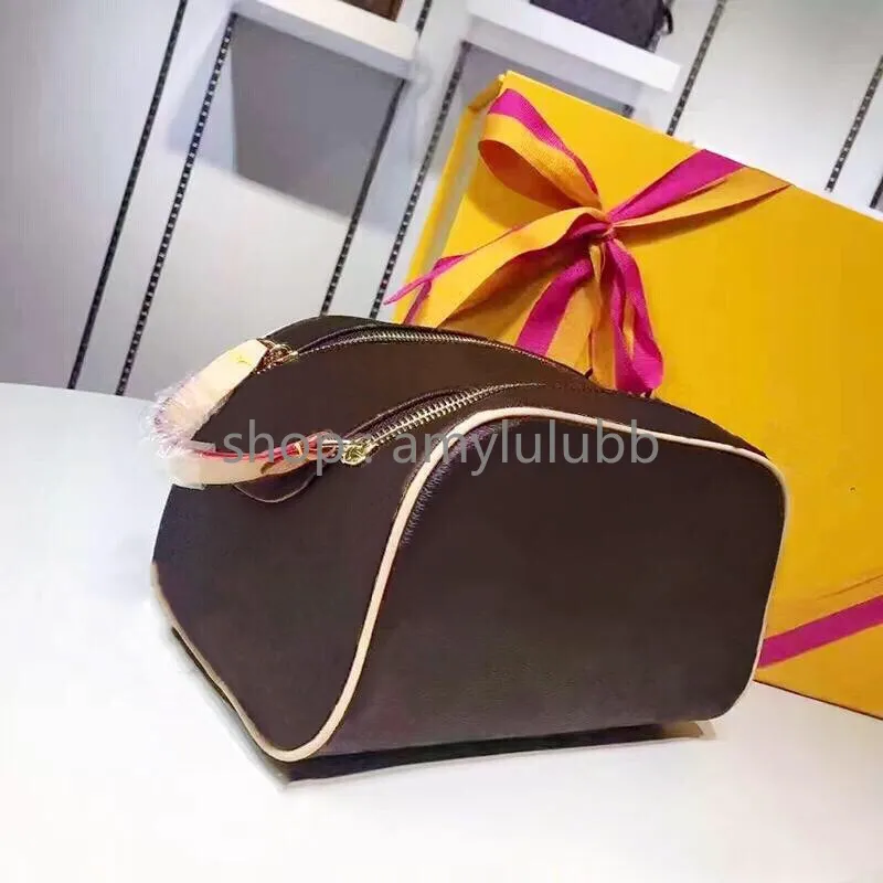 Bolsa de maquiagem de alta qualidade mais recente com zíper duplo bolsa para homens e mulheres bolsa cosmética organizadora de viagem grande bolsa de armazenamento bolsa de lavagem estojo de couro