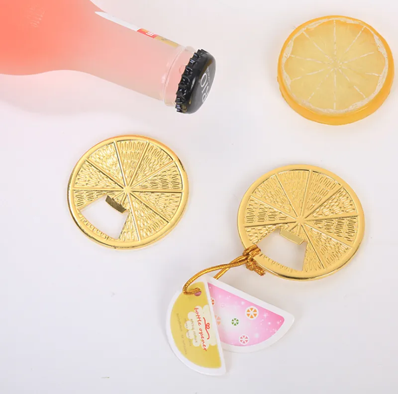 Gold Citrus Slice Metal Bottle Opener Party Return Gifts for Guests Wedding Souvenirs