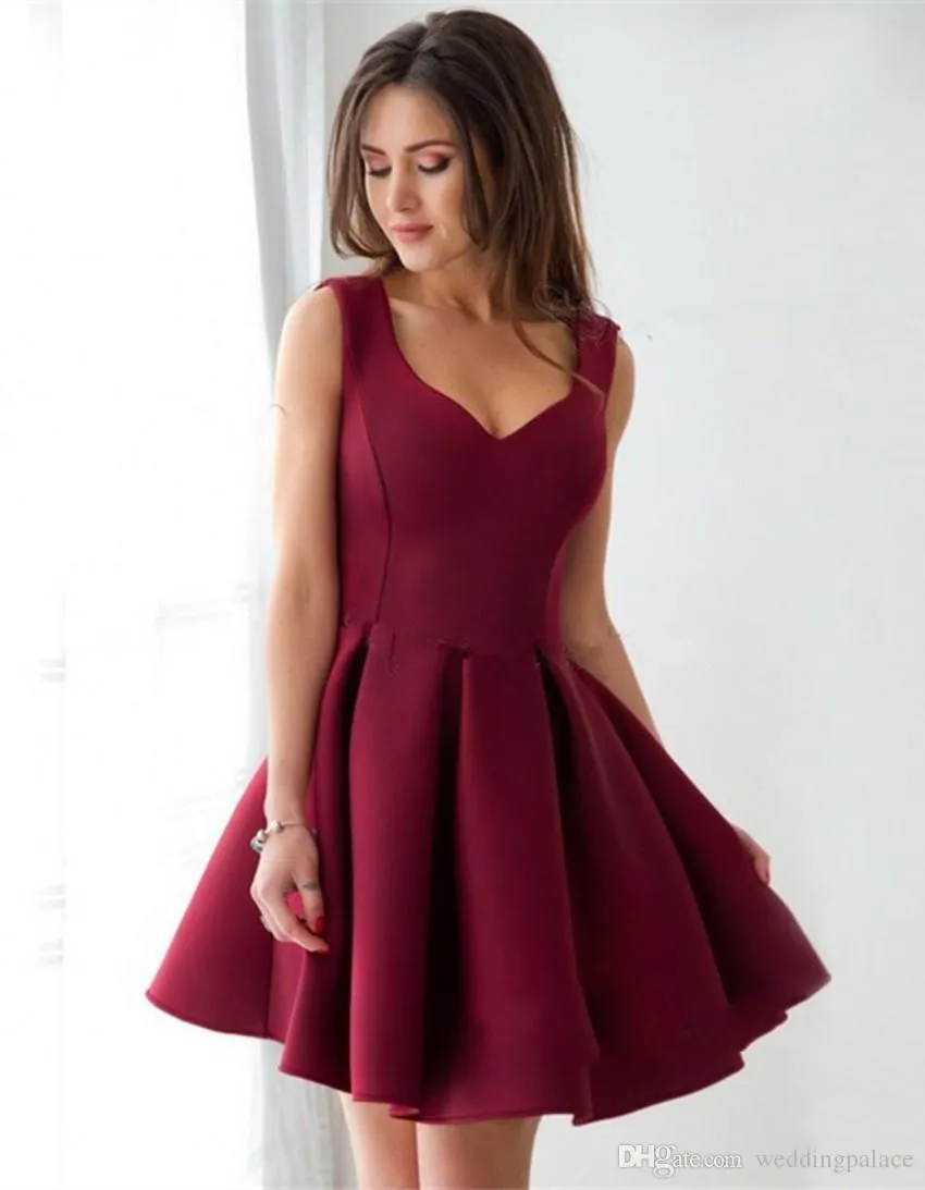 New Burgundy Straps A Line Homecoming Dresses Sleeveless Short