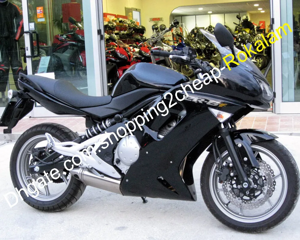 بالنسبة إلى Kawasaki Fairing ER-6F ER6F ER 6F NINJA 650R Sport Motorbike Black Kit Motorbycle Set 2007 2008 06 07 08 (صب حقن)