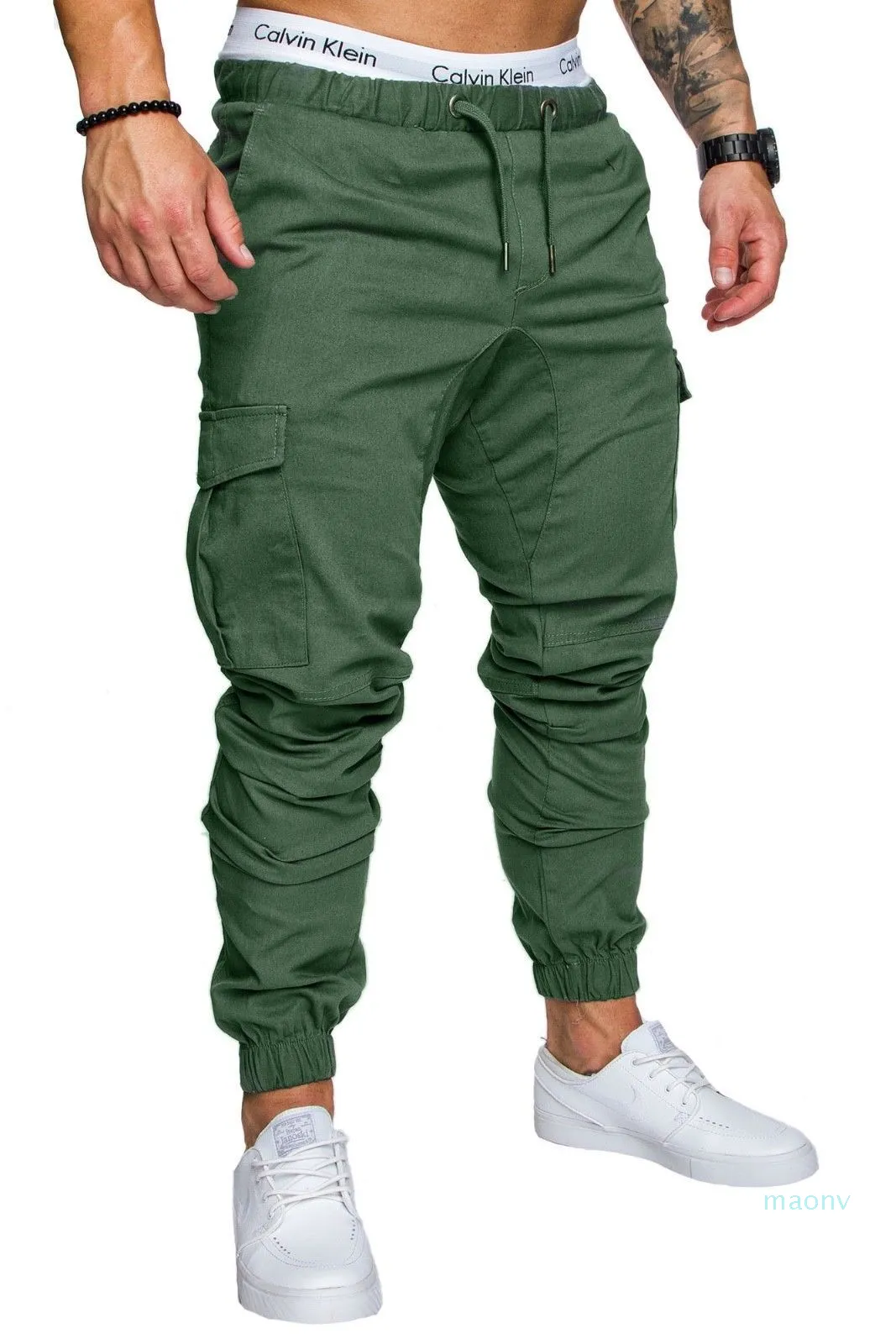 Grossist-mens joggare sweatpants casual man byxor overall militär taktik byxor elastisk midja lastbyxor mode jogger byxor ye08