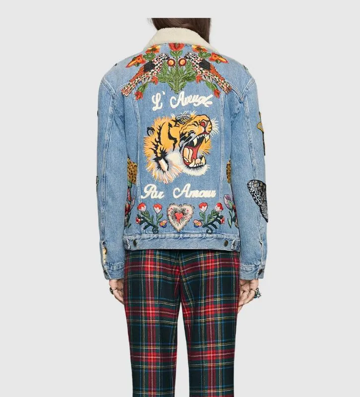2016 Embroidered Lamb Fur Denim Jacket For Women Warm And Thick Serremo Outerwear In Navy Blue Jeans From Vickay 64.59 DHgate.Com