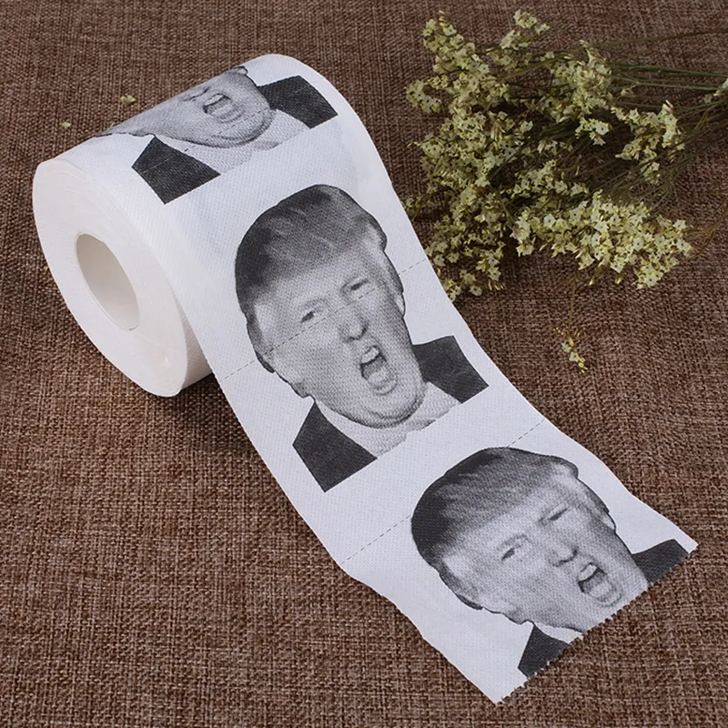 Rotolo di carta igienica Donald Trump 3 stili Moda Divertente Umorismo Presidente Rotolo di carta igienica Novità Gag Regalo Scherzo Scherzo 2 Strati 24 cm VT0425