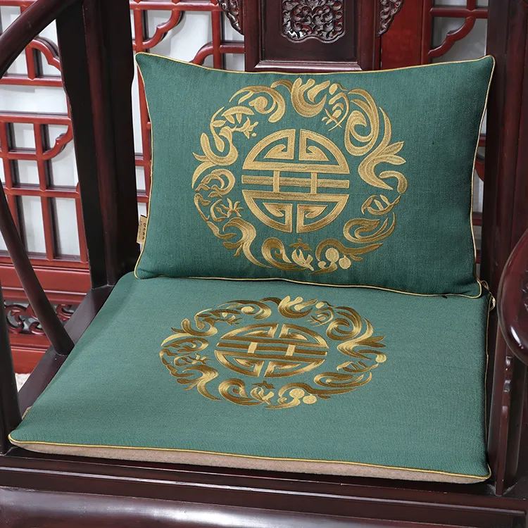 Neueste bestickte Joyous Sitzkissen Baumwollleinen Sofa Stuhl Sitzpolster Sesselkissen Sitz Chinesische Kissen Esszimmerstuhlpolster