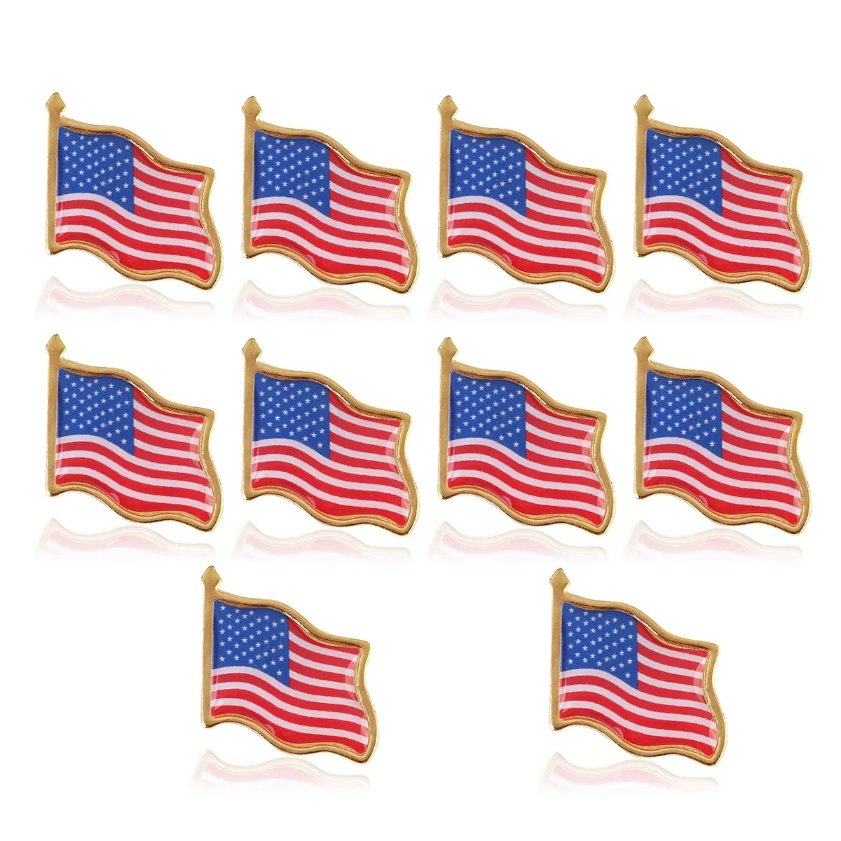 10st / Lot American Flag Lapel Pin United States USA Hat Tie Tack Badge Pins Mini Broscher för Klädväskor Dekoration