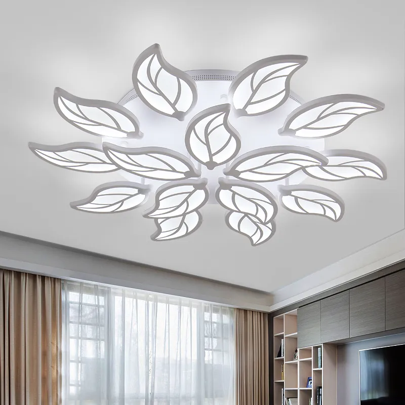 Blad LED Plafondlamp Acryl Kroonluchter Verlichting Aluminium Lamp 3/5/9/12/15 Hoofden voor Foyer Woonkamer Slaapkamer