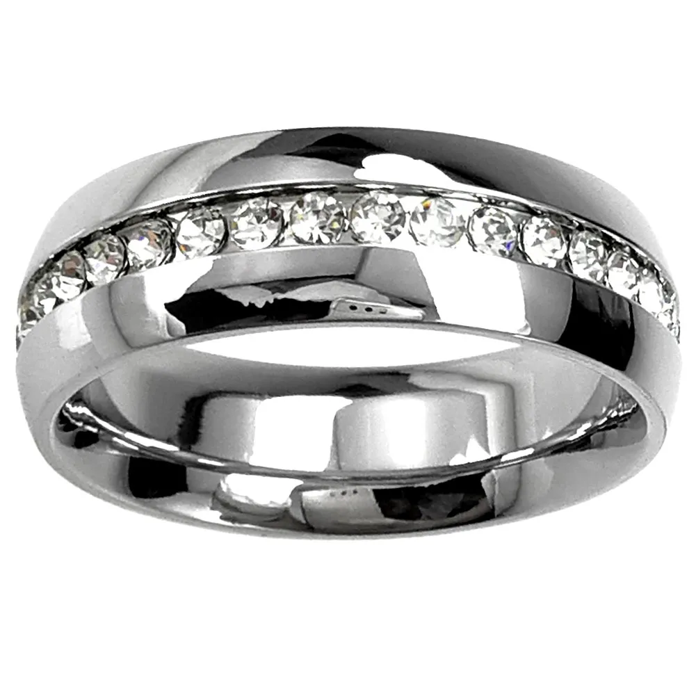 9K 9ct White Gold Wypełnione Kryształowe Mężczyźni Kobiety Obrączki Ślubne R84 Sz 6-10