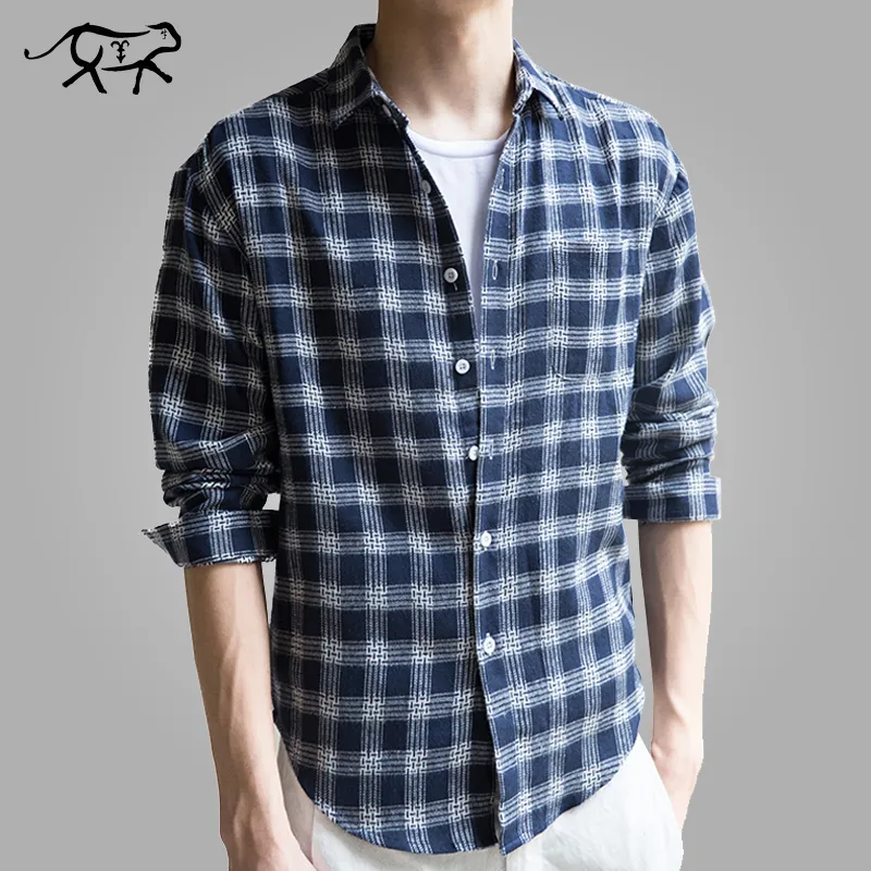 Camicia moda-uomo New Brand Fashion Check Camicia elegante slim fit da uomo Maniche lunghe in cotone scozzese Camicie casual Camisa Masculina M-3XL