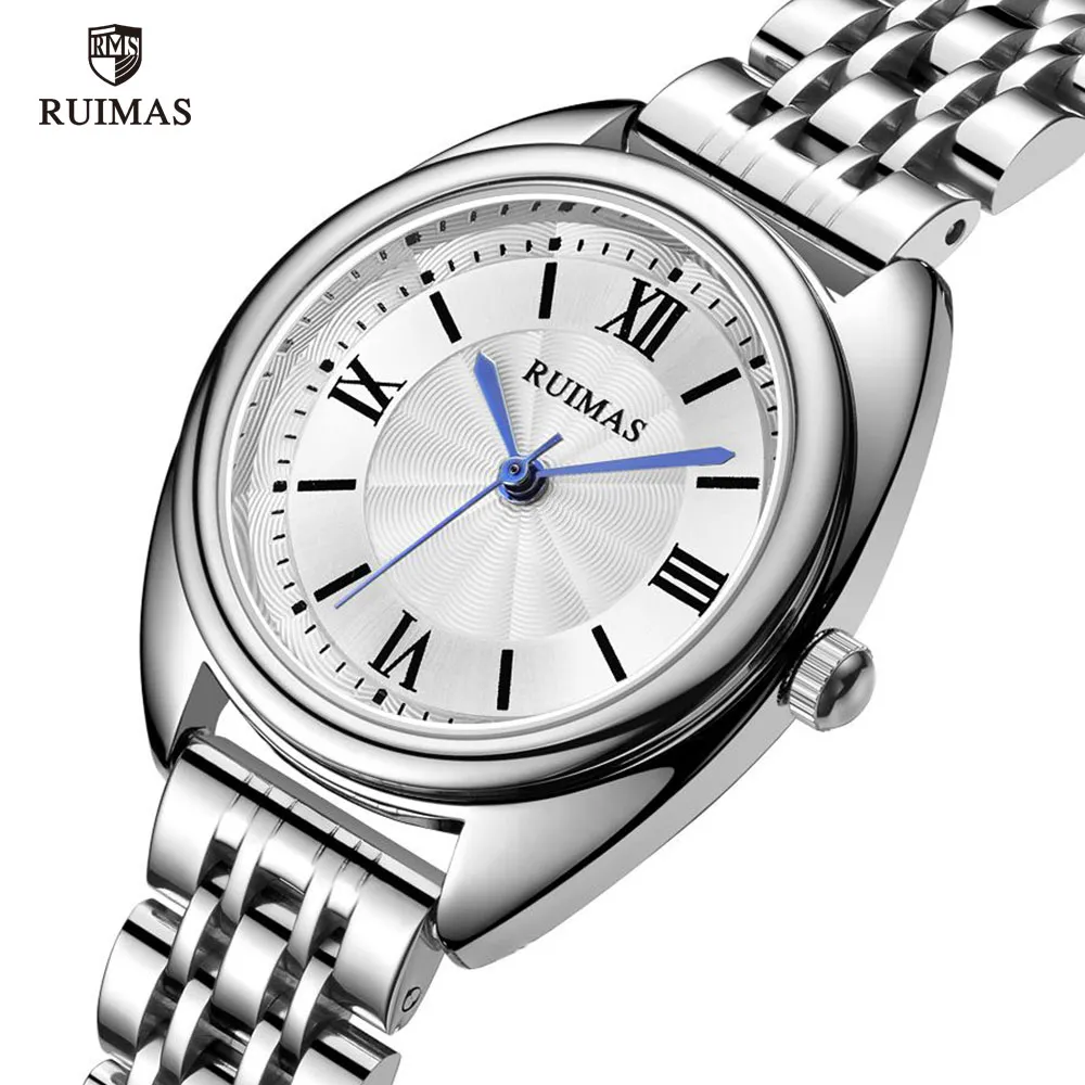 Ruimas Dames Quartz Horloges Luxe Business Horloge Roestvrij staal Waterdichte Jurk Horloge Dame Relogio Feminino Clock 593