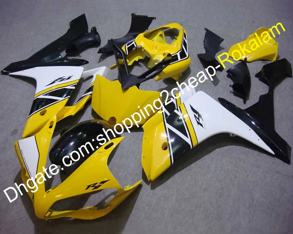 R1 ABS Motorcykel Fairing Kit för Yamaha YZF-R1 2007 2008 Race Motorbike Gul Svart Vit Komplett Fairings Set (formsprutning)