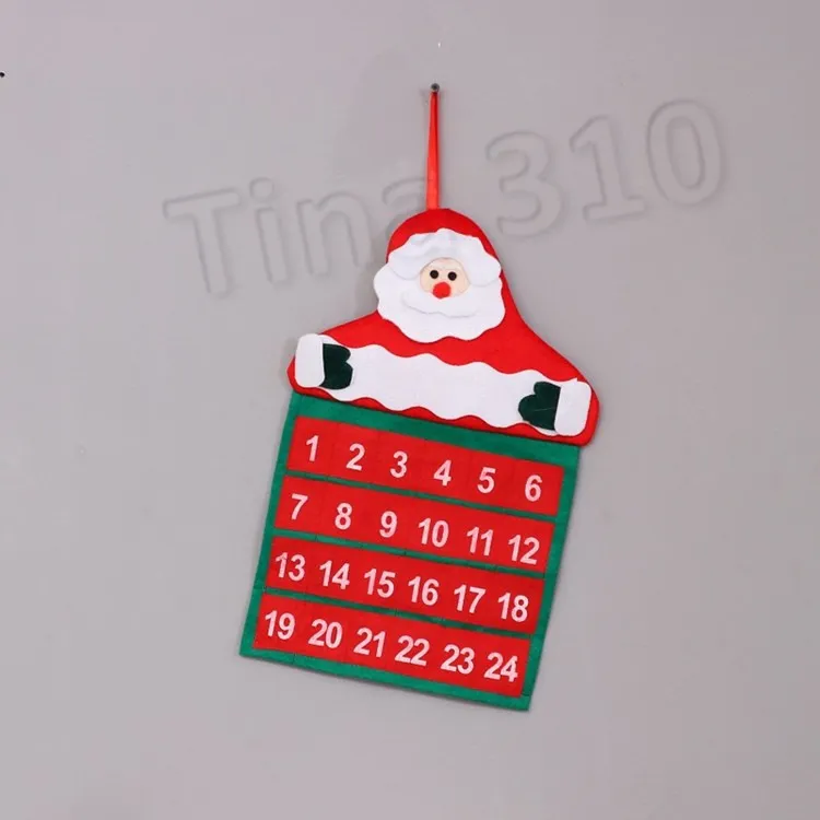 Calendário do Feliz Natal Xmas Papai Noel advento ornamento contagem regressiva de suspensão da bandeira Pingente Decorações de Natal T2I5672