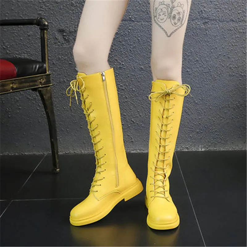 Knee-High Leather Boots: Autumn Winter Fashion, Square Heel
