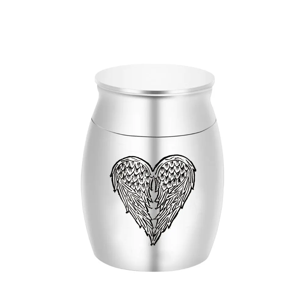 Angel Wings Heart Cremation Pendant Urns voor menselijke huisdierenas nuttig voor begrafenis begrafenis Columbarium of thuisplaats mini 30x40mm