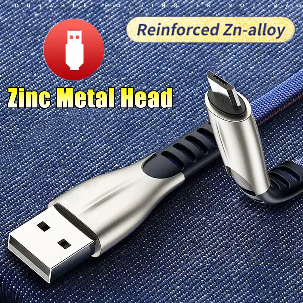 Zinc Alloy Type C USB Data Cable Cord 3A Fast Charging Cable Micorusb Micro USB Cable For Android Phones USB Charger Cord