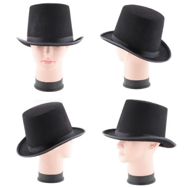 Black Satin Felt Top Hat Magician Gentleman Adult 20S Costume Tuxedo  Victorian Cap Halloween XMAS Party Fancy Dress Top Hats From Lome1210,  $3.37