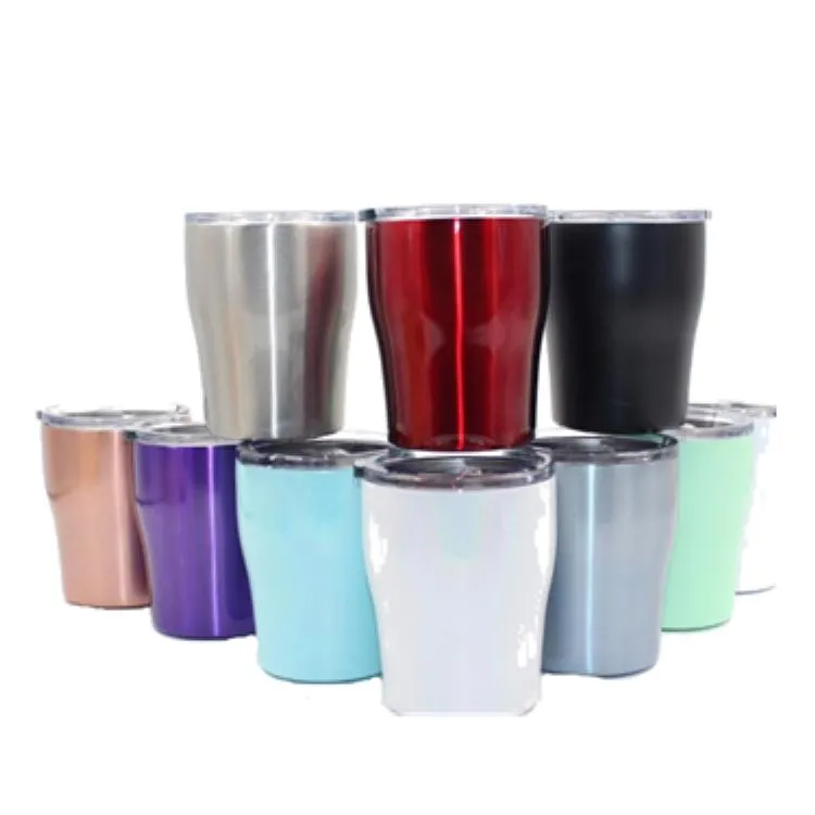 10OZ en acier inoxydable courbe gobelet double paroi isolation vide eau voiture tasse arc-en-couleur tasses à café bière tasse verres à vin T2I55286