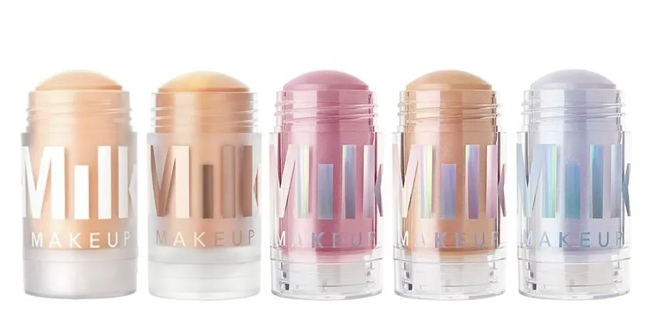 Milk Makeup Matte Primer Blur Stick Stick illuminante olografico luminoso 5 tonalità Correttore di imperfezioni di qualità genuina e fard Bagliore Cosmetici Adesivi