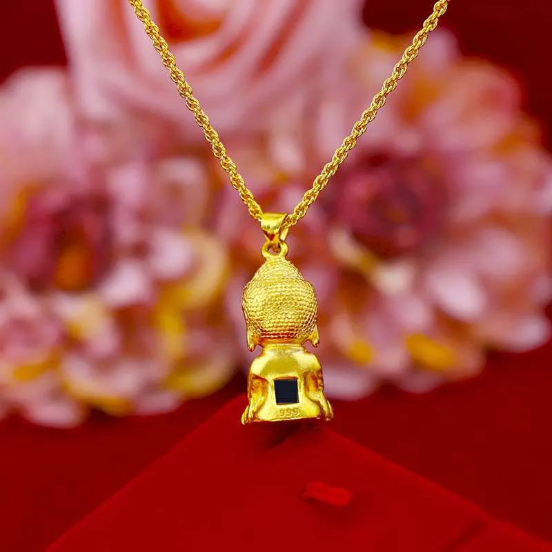 Gold shop nano-micro-sculpté petite statue de bouddha pendentif Vietnam sable pur cuivre plaqué or 24 carats solide bouddha pendentif