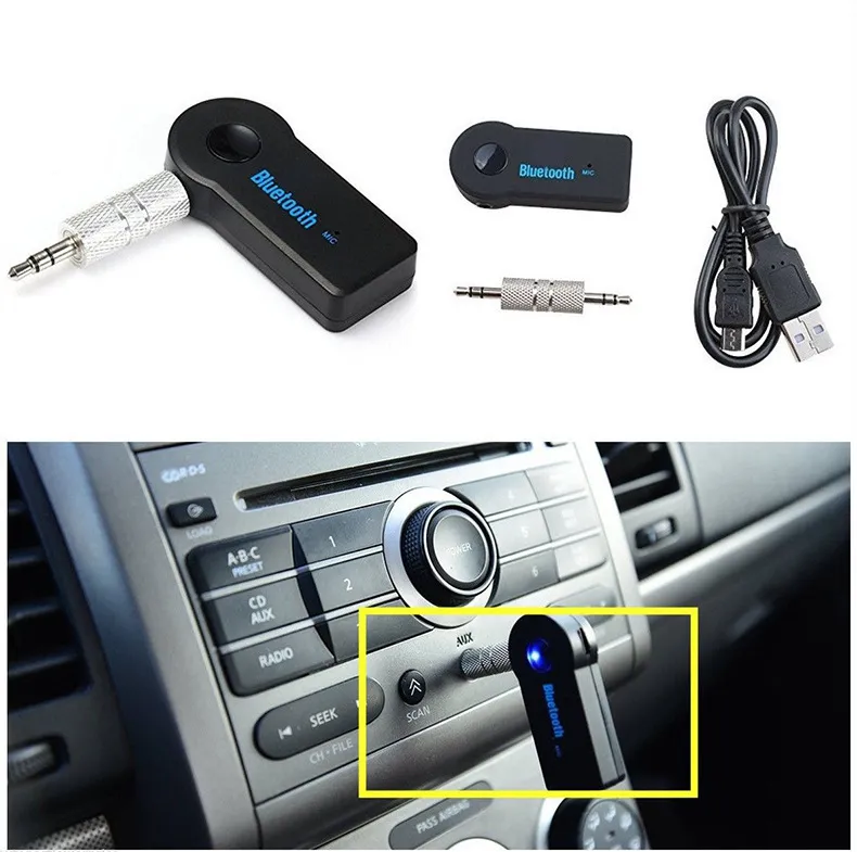 Novo Real Estéreo 3.5 Blutooth Sem Fio para Carro Música Áudio Adaptador Receptor Bluetooth AUX AUX 3.5mm A2DP para Handphone Recever Jack Handsfree