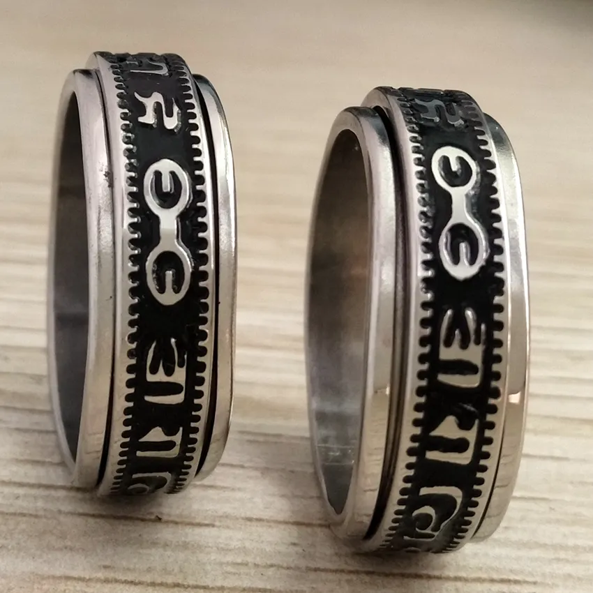 上等な Retro Carved Buddhist Scripture Spinner Eddie Munson Rings その他
