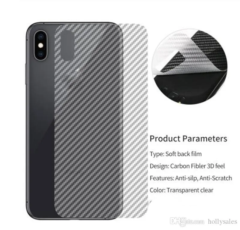 Back Carbon Fiber Film Screen Protector för Apple iPhone 11 XR XS Max 7 8 Plus för Note10 S10