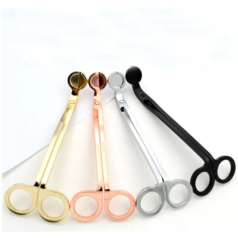 17.5CM Rose Gold Stainless Steel Candle Wick Trimmer Oil Lamp Trim Scissor tijera tesoura Cutter Snuffer Tool Hook