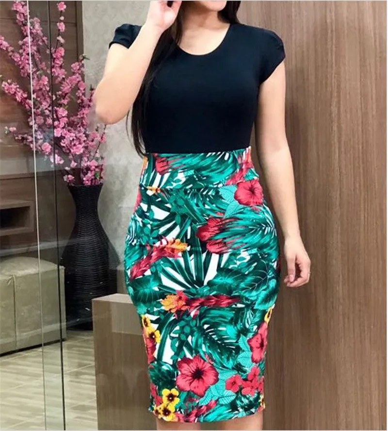 Women Summer Dress Sexy Vintage Floral Pencil Dresses Evening