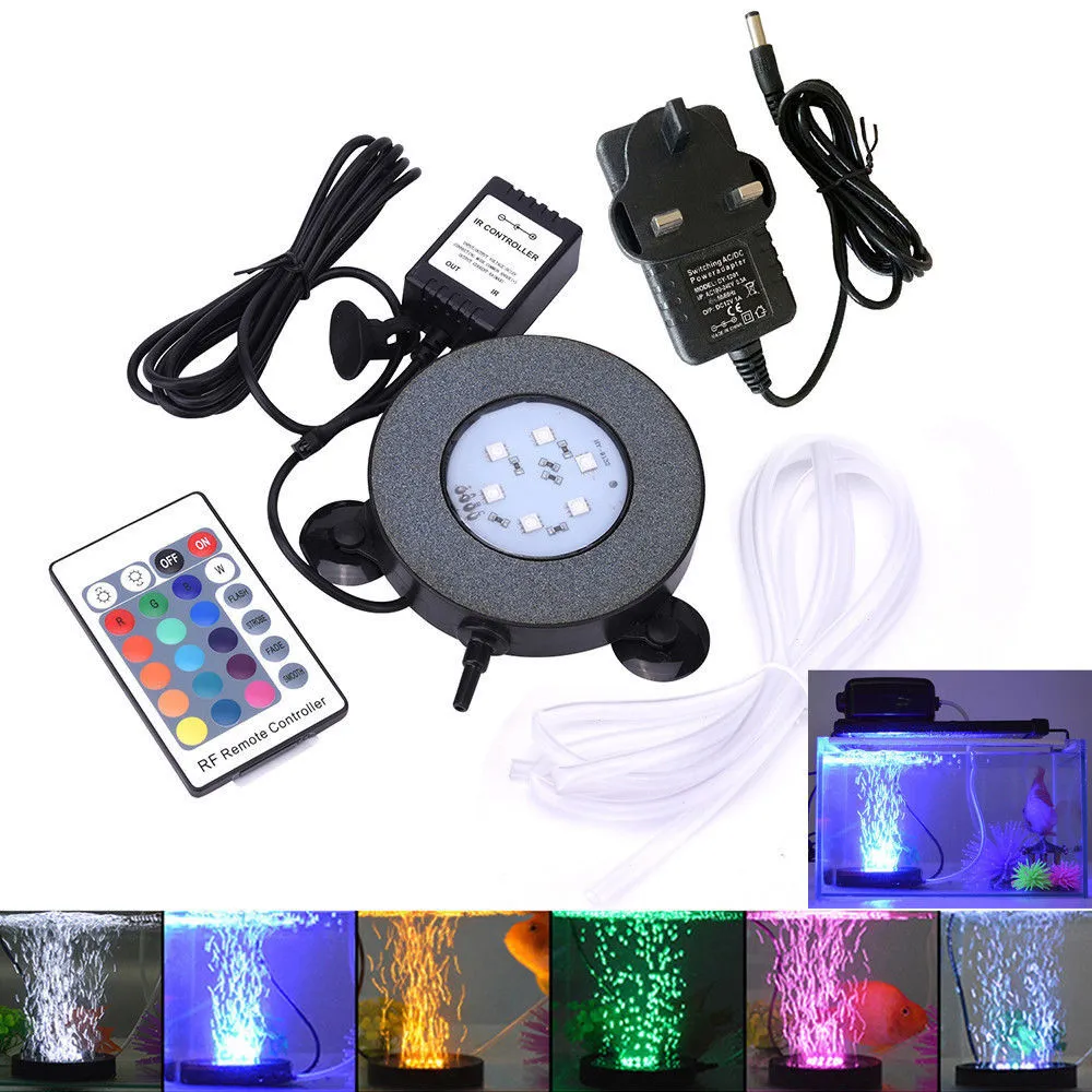 Aquariums Lighting Aquarium LED Bubble Air Stone Light 6xSMD Chips RGB