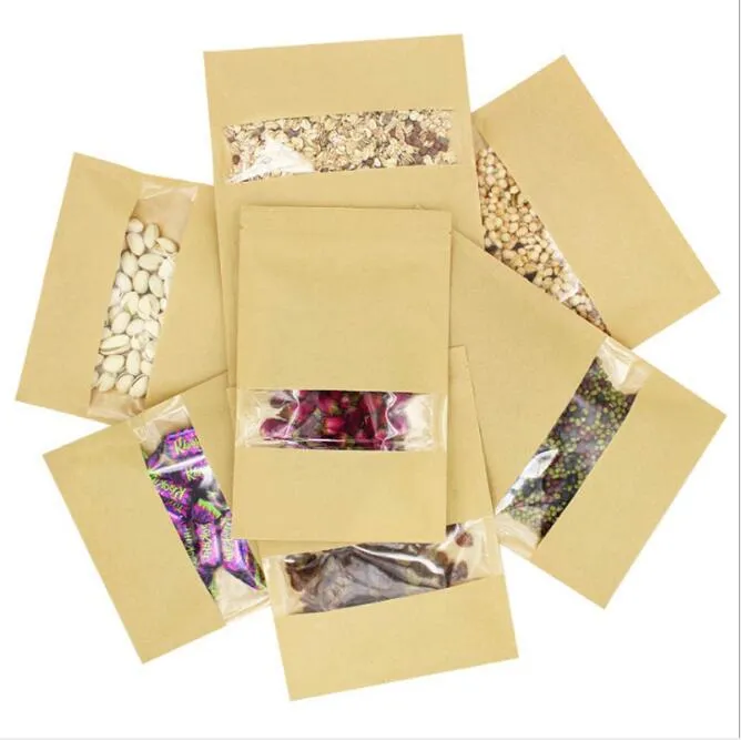 20 Stück Kraftpapier-Zip-Lock-Beutel für Geschenk-Süßigkeitstüten, Hochzeits-Verpackungsbeutel, recycelbare Lebensmittel, Brot, Party-Einkaufstaschen