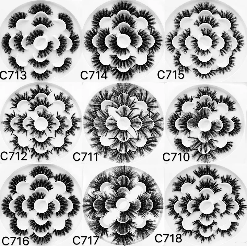 7 pares naturais cílios postiços 22 milímetros-25 milímetros falso cílios longo menina 3d pestanas vison cílios ferramenta de cílios extensão de vison