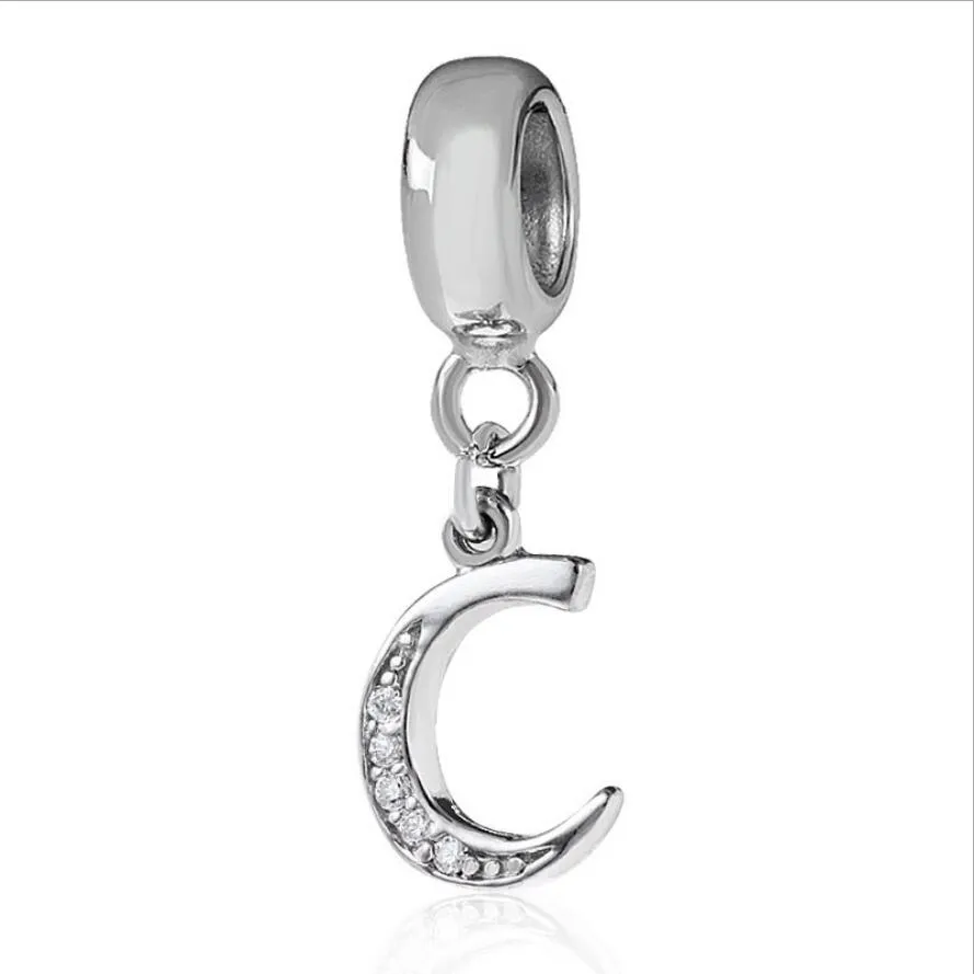 Letter Charms for Pandora Bracelets Necklace Authentic 925 Sterling Silver A-Z Pendant Beads DIY Alphabet Charms for Making Jewelry