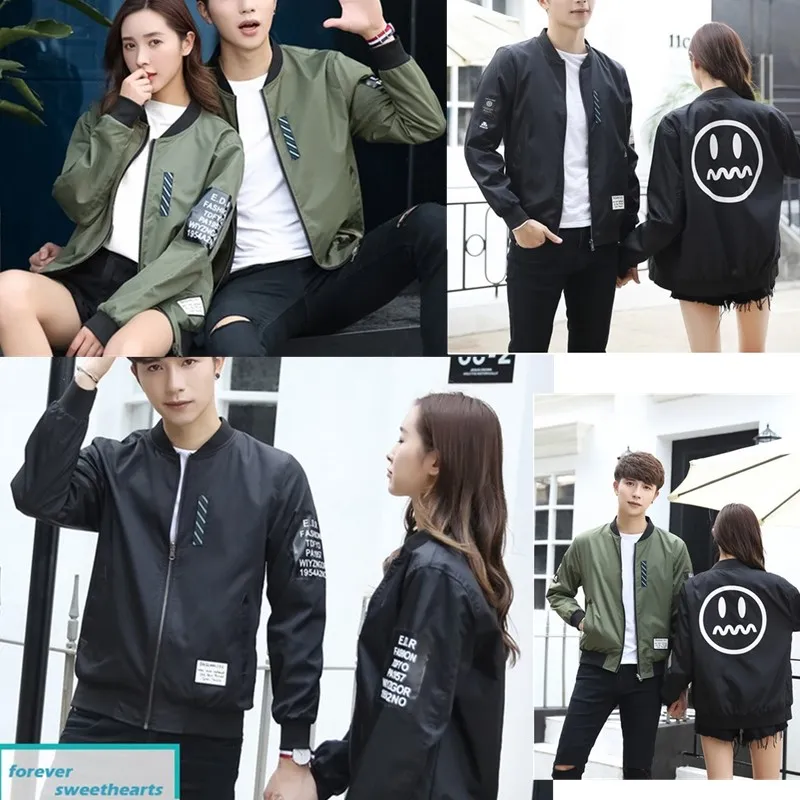 Unisex Reversible Flight Bomber Jacket Light Weight Men Women Two-side Wear Zip-up Pilot Jacket Couple Outwear Wind Breaker