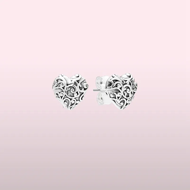 DHgate Pandora Aristocratic Heart Stud Earrings 925 Sterling Silver Lady Stud Earrings with Box Jewelry