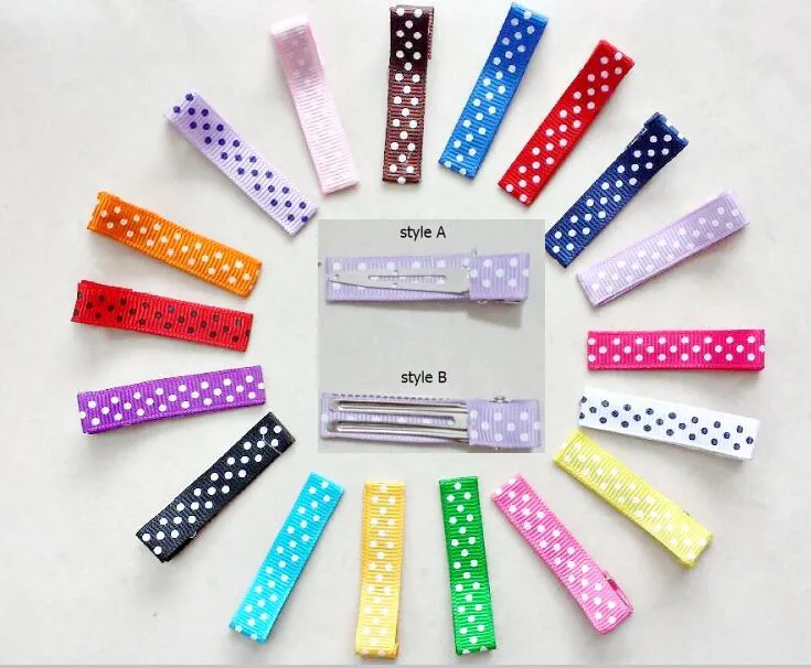 Akcesoria do włosów Klips do włosów Polka Dot Ribbon Pokrywa DuckBill Pojedynczy Pradze Alligator Spinacz do Dziewczynki Łuki Kwiat Nakrycia Nakryznik 100 sztuk FJ3225