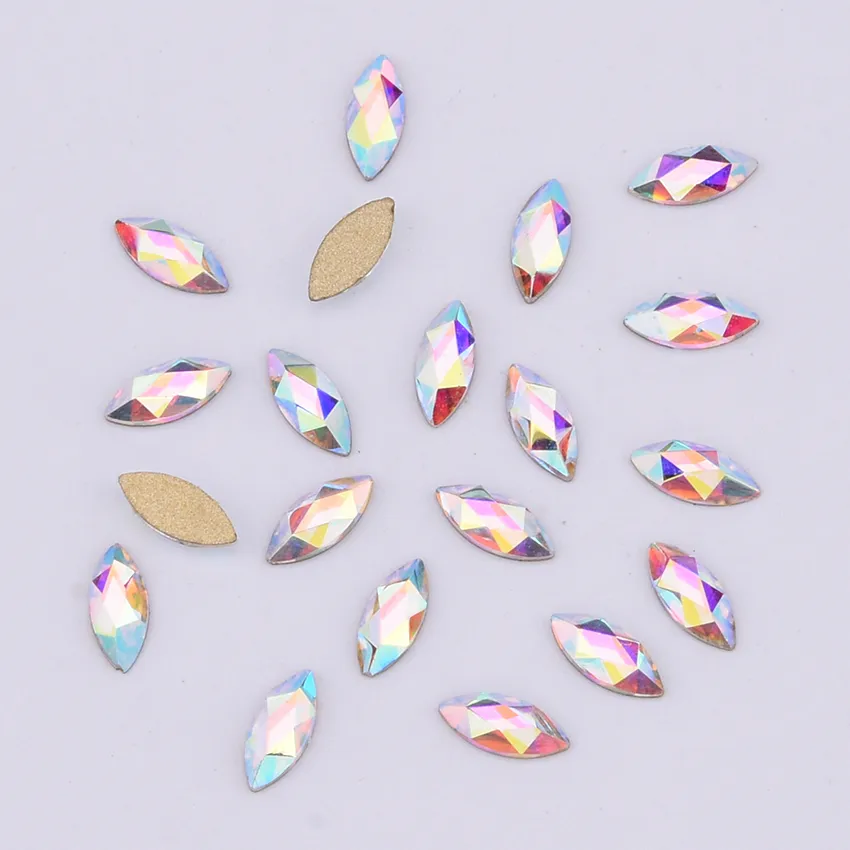 AB Flatback Nail Rhinestones Diamond Teardrop Horse Eye Crystals Stones  Shiny Gems Manicure Nails Art Decorations