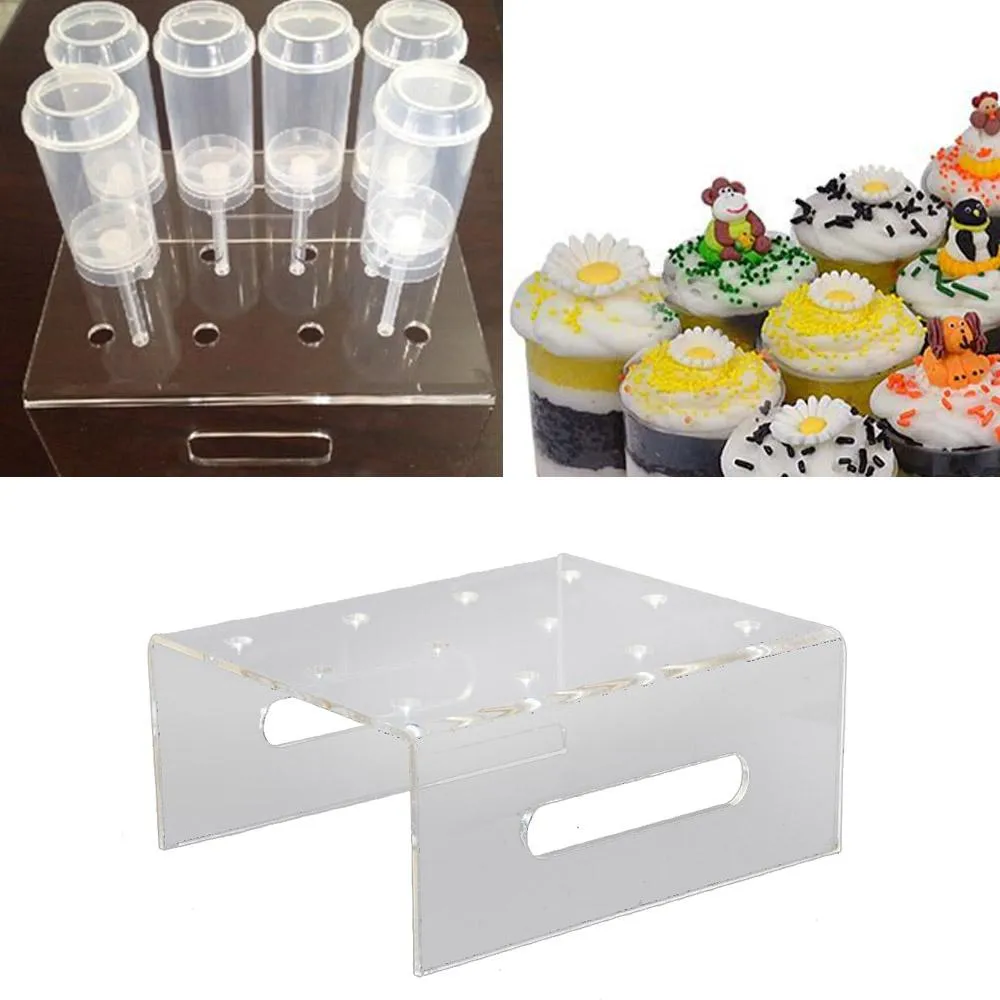 12-Hole Acrylic Cupcake Cake Muffin Dessert Push Display Stand Holder for Wedding Birthday Party Christmas Decor