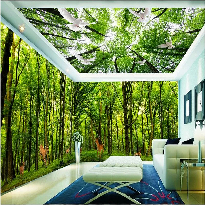 Pegeon Forest 3d Ceiling Wall Paper Mural 5D Papel Murals 3d Wall Photo