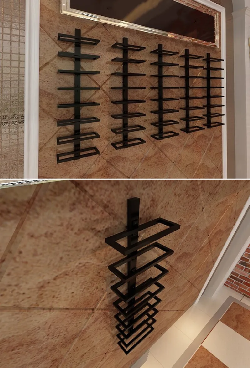 Portabottiglie da parete – 6 pezzi da appendere per vino rosso, portabottiglie da parete, espositore per bottiglie di vino da appendere, in metallo, per casa, cucina, armadi, decorazione, 27 x 9