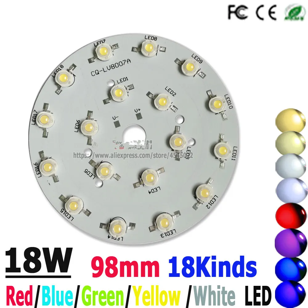 Freeshipping10P 18Wled PCB High Power Lampa Lampa Koraliki Płyta aluminiowa 1W High Power Chip Light Plate z spawalniczym Gotowy LED DIY Akcesoria