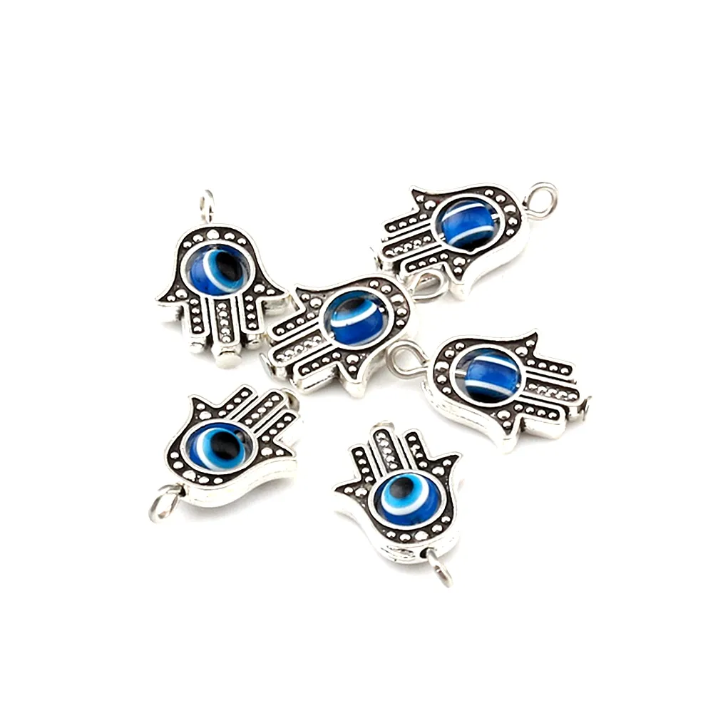 100 stcs Antiek zilver enorm Hamsa hand Evil Eye Kabbalah Charms Hangers 28 mm geluk Charms