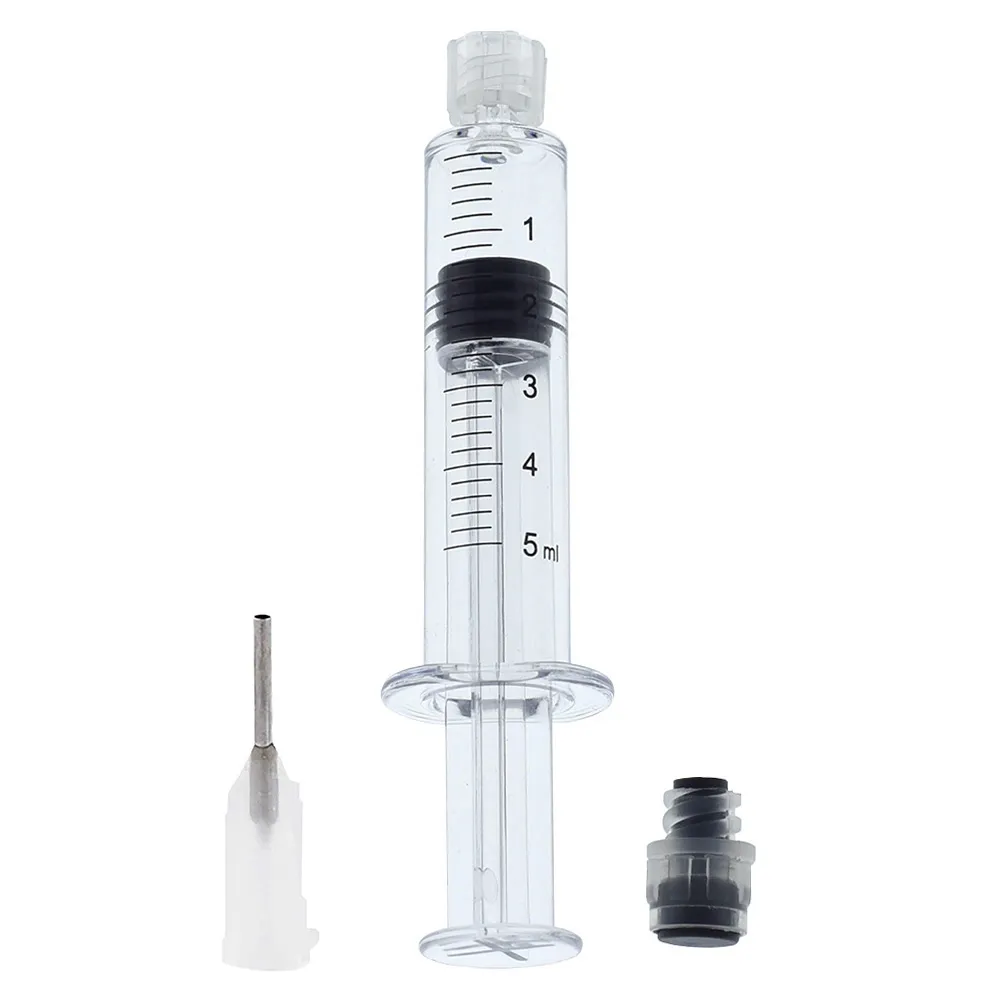 Yeni Luer Kilidi Şırınga 19G İpucu Kafası ile 5 ml (Gri Piston) Enjektör Kalın CO2 Yağ Kartuşları Tankı Temizle Renk Sigaralar Atomizer