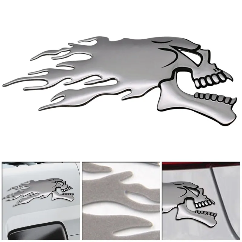 Autocollant Crâne éclaboussures Chrome - Décalcomanie Vinyl, Personnalisable, Pour Voiture Ou Casque