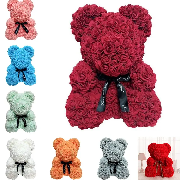 25 cm Rose Bear Simulation Flower Creative Gift Soap Rose Teddy Bear Verjaardagscadeau Hug Bear T8G018
